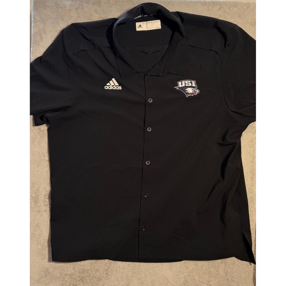 Adidas USI Screaming Eagles Mens Black Short Sleeve Button Down Shirt XL